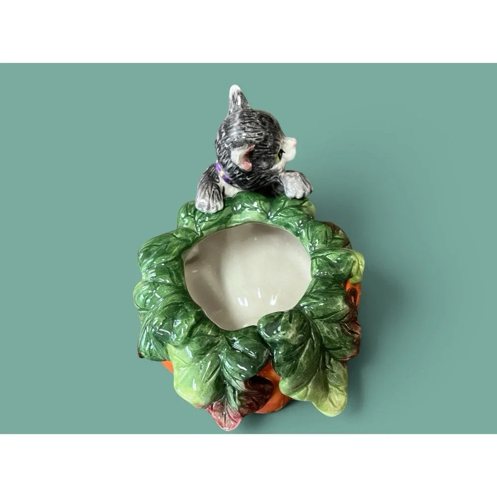 Fitz & Floyd Essentials Candy Bowl Halloween Pumpkin Black Cat Jack-O-Lantern